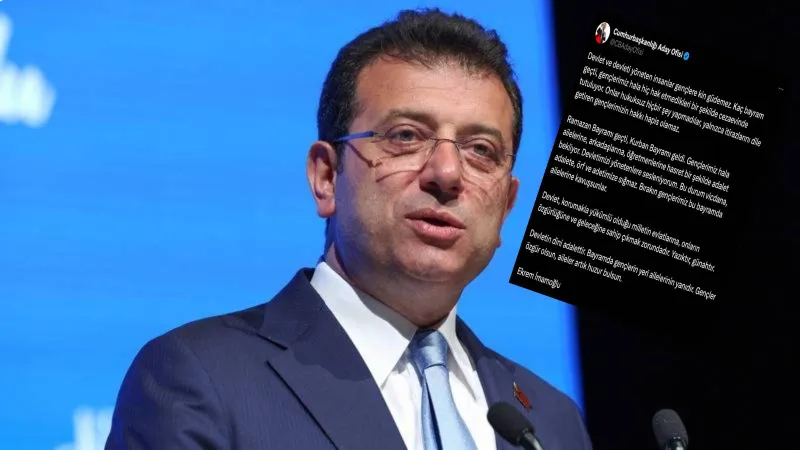 İmamoğlu: Devleti yöneten insanlar gençlere kin güdemez, bırakın gençlerimiz bu bayramda ailelerine kavuşsunlar