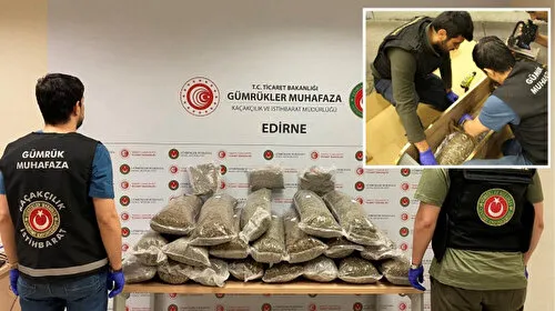 Kapıkule'de mobilya yüklü minibüste 49 kilo 866 gram esrar ele geçirildi