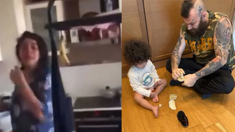 Restoran çalışanını darbeden oyuncu Bahadır Ünlü'nün eşine vurduğu ve saldırdığı görüntüler ortaya çıktı