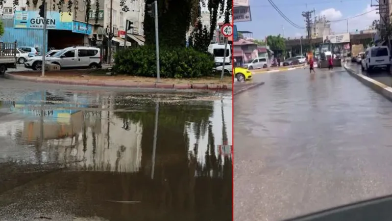 Su borusu patladı yollar göle döndü